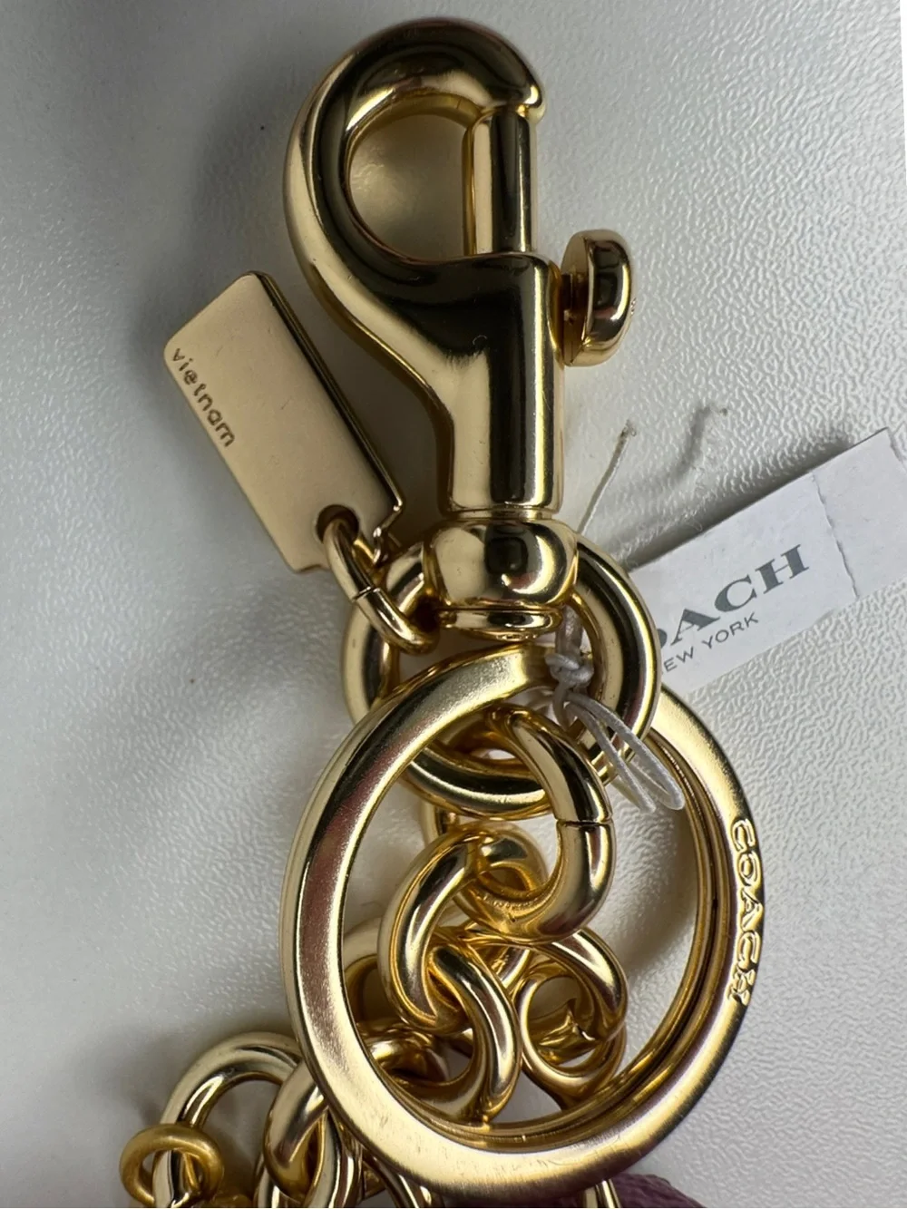 Coach Signature C Pink And Purple Gold Fob Charm Keychain NWT - Picture 8 of 14